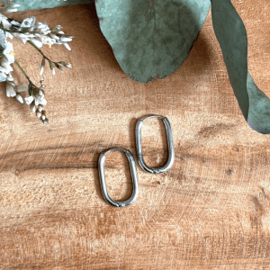 Créoles - Argentées ovales 19x12mm