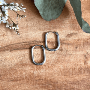 Créoles - Argentées ovales 21x15mm
