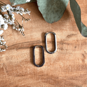 Créoles - Argentée ovale 25x14mm