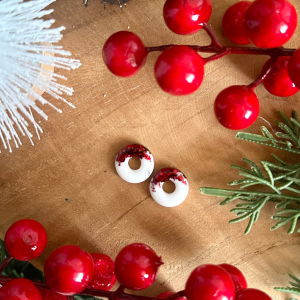 Pampilles mini donuts - Blanc et paillettes rouges