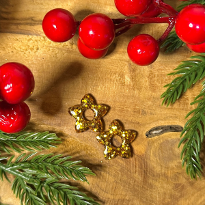 Pampilles petites fleurs de tiaré - Paillettes dorées