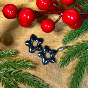 Pampilles petites fleurs de tiaré - Paillettes bleues nuit