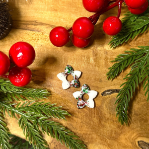 Pampilles petites fleurs de tiaré - Blanc et paillettes