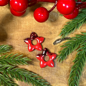 Pampilles petites fleurs de tiaré - Rouge et paillettes