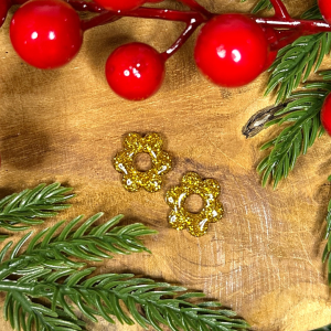 Pampilles mini fleurs 6 pétales - Paillettes dorées