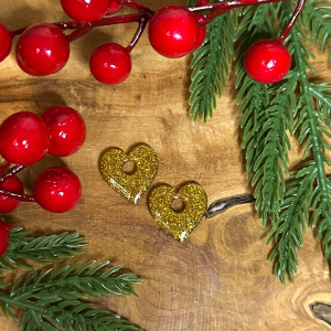 Pampilles petits cœurs  - Paillettes dorées