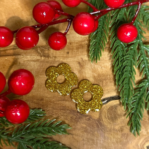 Pampilles grandes fleurs de cerisier - Paillettes dorées