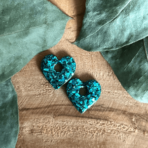 Pampilles petits cœurs  - Paillettes bleues