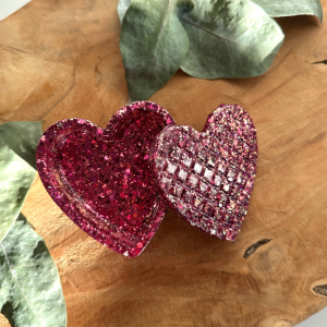 Boîte cœur 2 - Paillettes roses