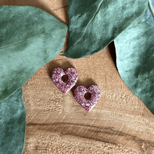 Mini cœurs  - Paillettes roses