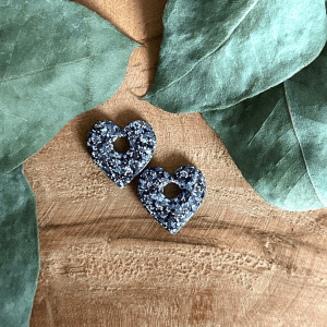 Pampilles petits cœurs  - Paillettes grises et blanches