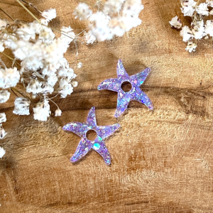 Pampilles Etoiles de mer - Paillettes  holographiques violette