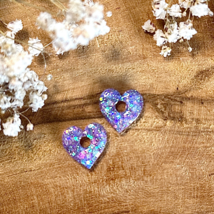 Mini cœurs  - Paillettes holographiques violette