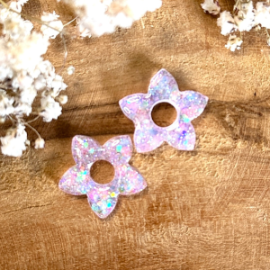 Pampilles fleurs de tiaré 20mm - Paillettes holographiques rose pâle