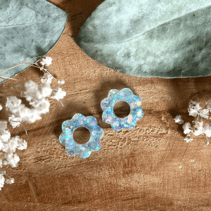 Pampilles pâquerettes 20mm - Paillettes holographiques bleu clair