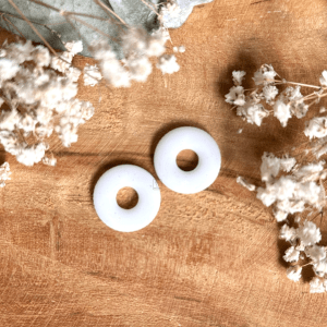 Pampilles donuts 20mm - Blanc pailleté