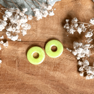 Pampilles donuts 20mm - Jaune fluo pailleté