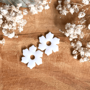 Pampilles grands hibiscus  - Blanc et paillettes