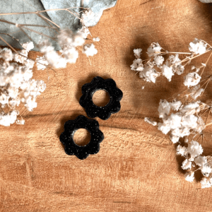 Pampilles pâquerettes 20mm - Noir et paillettes