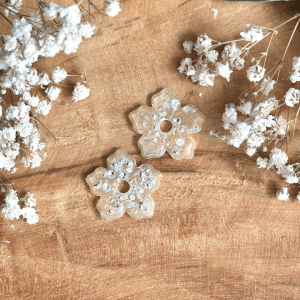 Pampilles Tropique 25mm - Champagne doré et perles