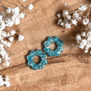 Pampilles pâquerettes 20mm - Paillettes holographiques bleu