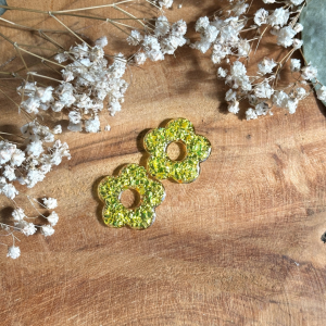 Pampilles grandes fleurs de cerisier - Paillettes holographiques jaune
