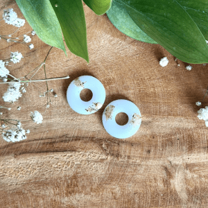 Pampilles donuts 20mm - Blanc et dorée