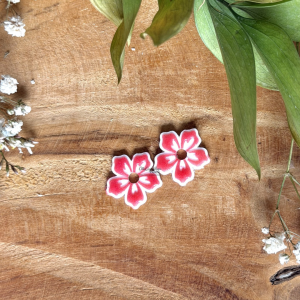 Pampilles Tropique 20mm - Blanc et fuchsia