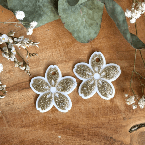 Vaiana 40mm - Blanc et paillettes dorées