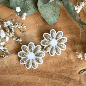 Soléa 40mm - Blanc et paillettes dorées