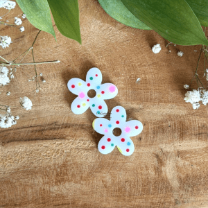 Pampilles fleurs de frangipanier - Blanc et pois multicolores