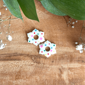 Pampilles Lya 20mm - Blanc et pois multicolores