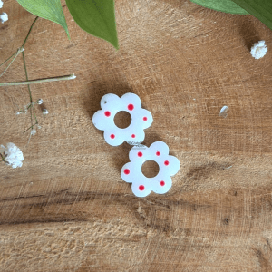Pampilles mini fleurs 6 pétales - Blanc et pois rouges