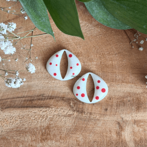 Pampilles Iris 20mm - Blanc et pois rouges