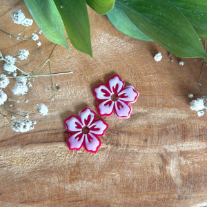 Pampilles Tropique 25mm - Fuchsia et blanc