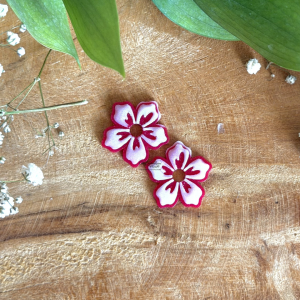 Pampilles Tropique 20mm - Fuchsia et blanc
