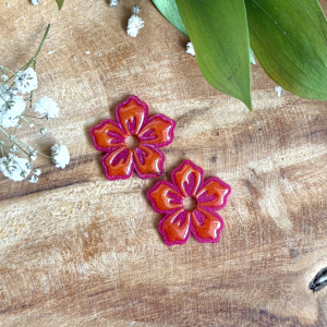 Pampilles Tropique 25mm - Fuchsia et orange