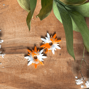 Pampilles soleil 25mm - Orange, blanc et argenté