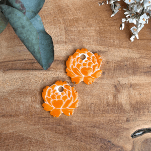 Pivoine 25mm - Blanc et orange
