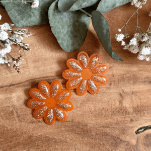 Soléa 40mm - Orange et paillettes dorées