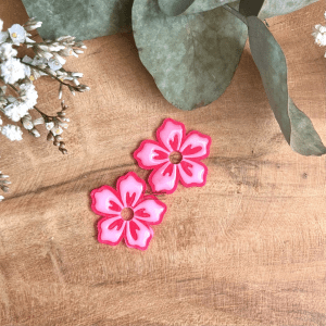 Pampilles Tropique 25mm - Rose fluo et blanc