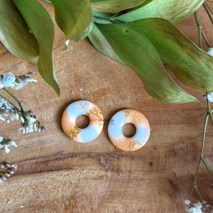 Pampilles donuts 20mm - Blanc, saumon et doré