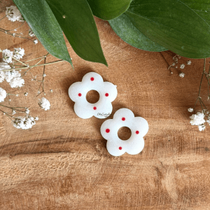 Pampilles grandes fleurs de cerisier - Blanc et pois rouges