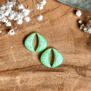 Pampilles Iris 20mm - Vert fluo et paillettes blanches