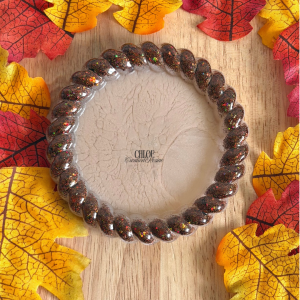 Vide-poches tressé rond - Beige et paillettes marrons
