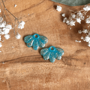 Pampilles Eloria - Bleu fluo et paillettes dorées