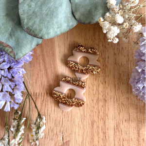 Rayures 25mm - Beige et paillettes dorées