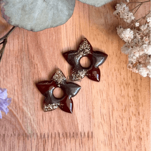 Tiarés 25mm - Acajou, marron irisé et paillettes dorées