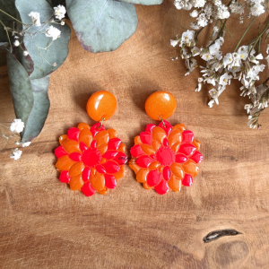 Dalhia 40mm - Orange et rose fluo