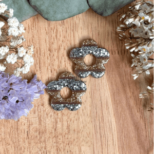 Rayures 25mm - Paillettes dorées et argentés, marron